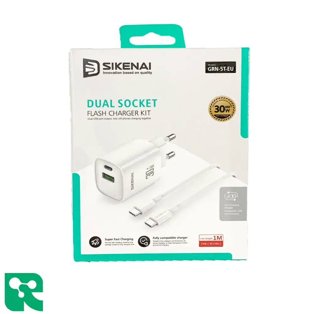آداپتور شارژ 30 واتی سیکنای با کابل GRN-5T-EU