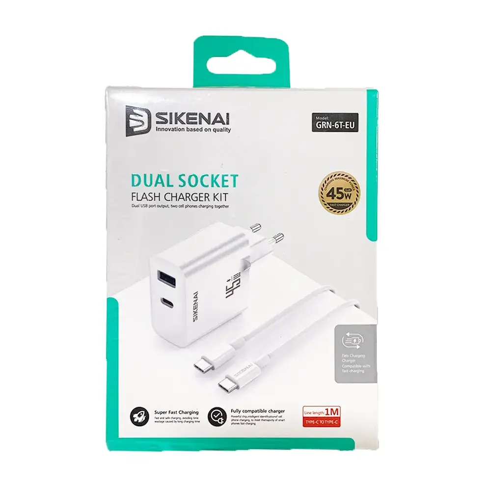 آداپتور شارژ 45 واتی سیکنای با کابل GRN-6T-EU